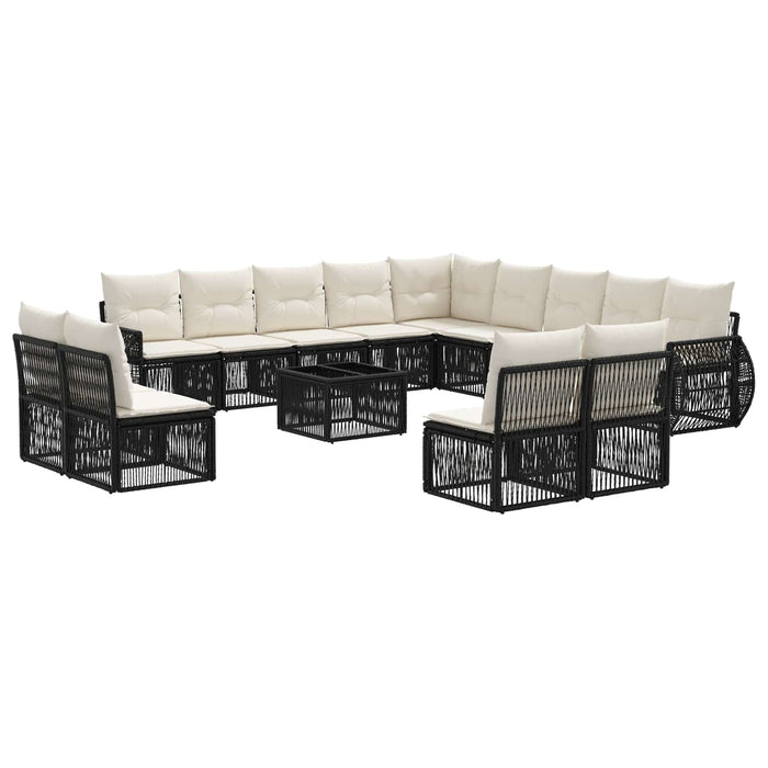 Set de canapele pentru grădină 14 pcs Negru și Alb crem WALTI