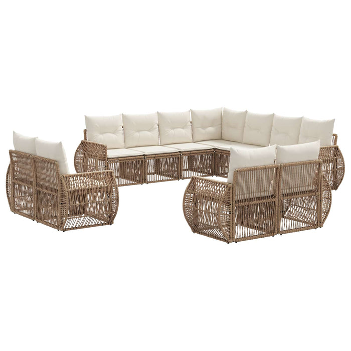 Set de canapele pentru grădină 11 pcs Bej și alb crem poliratan WALTI