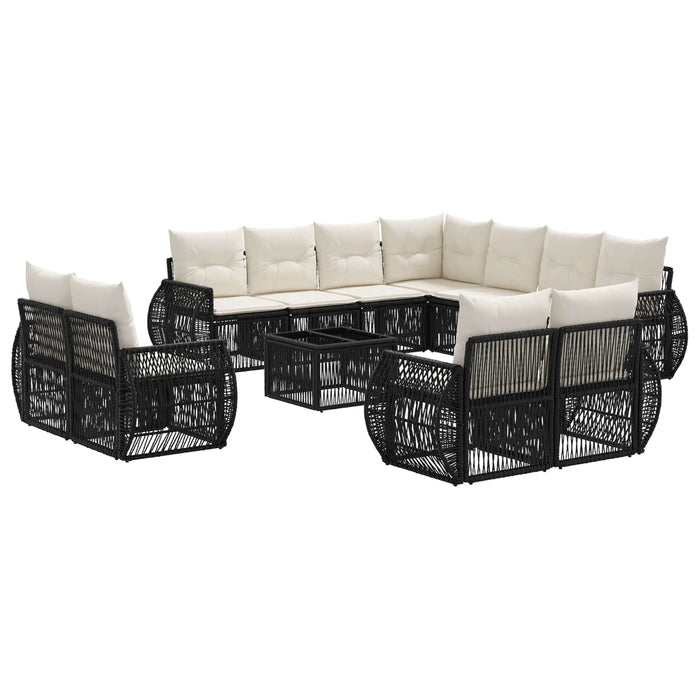 Set de canapele pentru grădină 12 pcs Negru și Alb crem - WALTI WALTI