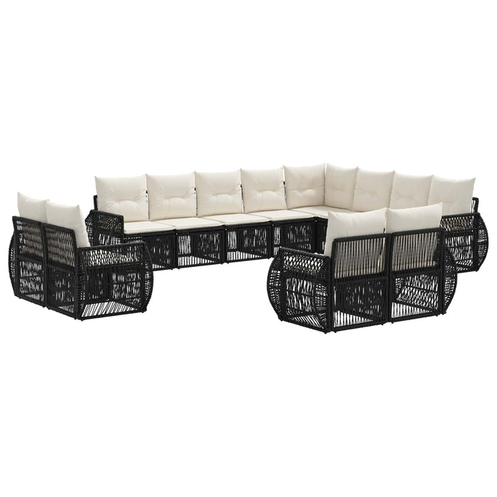 Set de canapele pentru grădină 12 pcs Negru și Alb crem WALTI