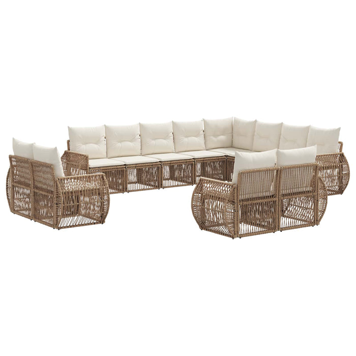 Set de canapele pentru grădină 12 pcs Bej și alb crem poliratan WALTI