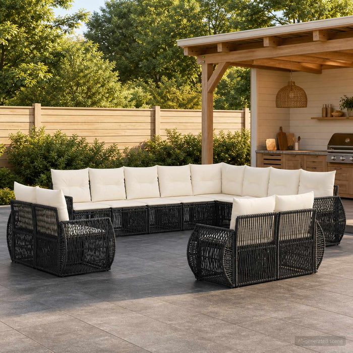 Set de canapele pentru grădină 13 pcs Negru și Alb crem - WALTI WALTI