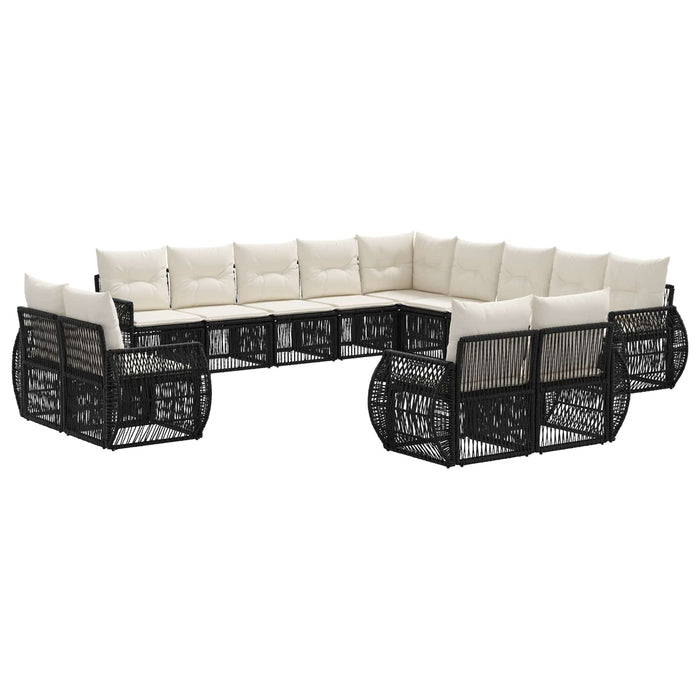 Set de canapele pentru grădină 13 pcs Negru și Alb crem WALTI