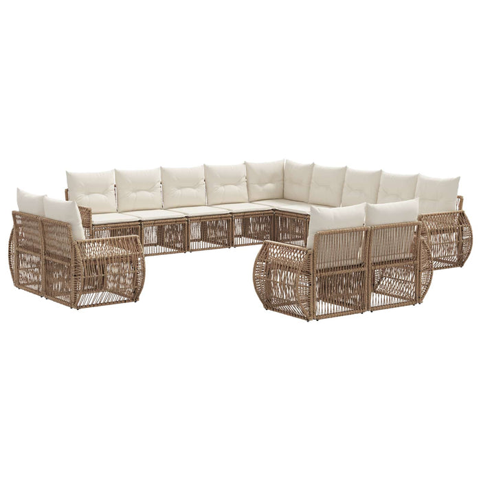 Set de canapele pentru grădină 13 pcs Bej și alb crem poliratan WALTI