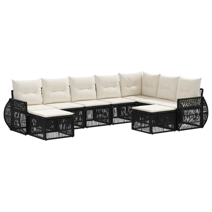 Set de canapele pentru grădină 9 pcs Negru poliratan WALTI