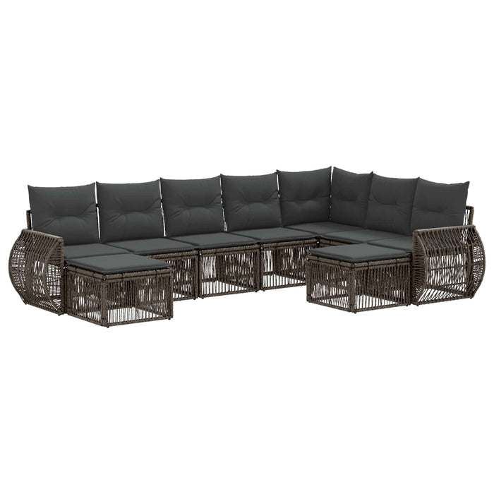 Set de canapele pentru grădină 9 pcs Gri poliratan WALTI