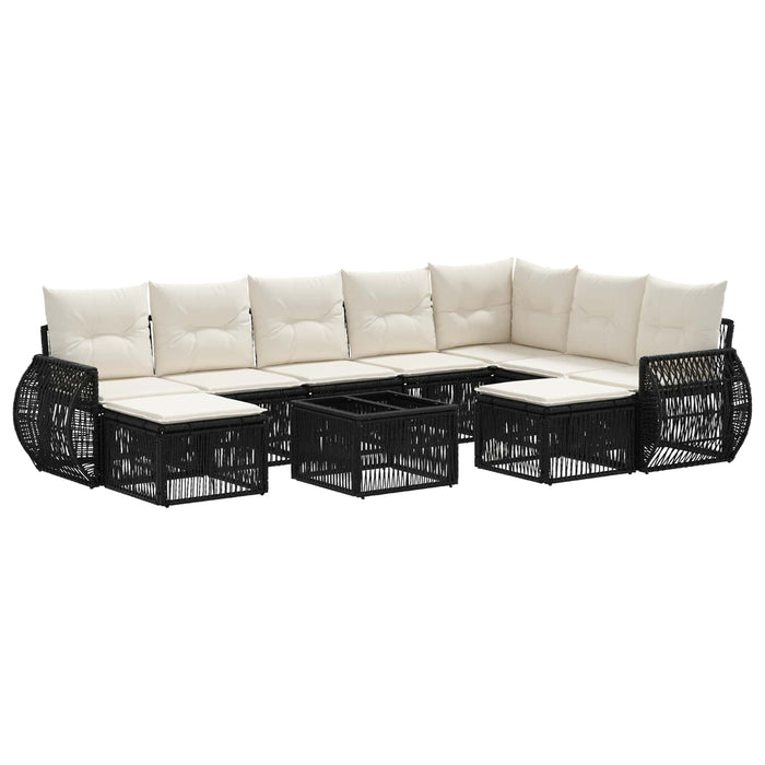 Set de canapele pentru grădină 10 pcs Negru poliratan - WALTI WALTI