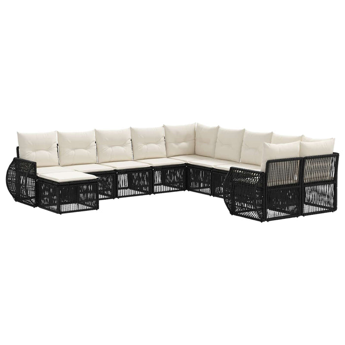 Set de canapele pentru grădină 11 pcs Negru poliratan WALTI