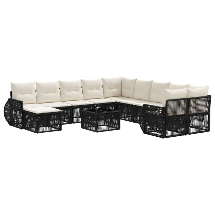Set de canapele pentru grădină 12 pcs Negru poliratan - WALTI WALTI