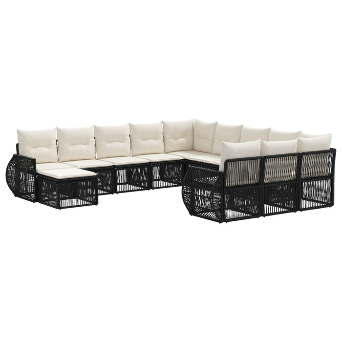 Set de canapele pentru grădină 12 pcs Negru poliratan WALTI