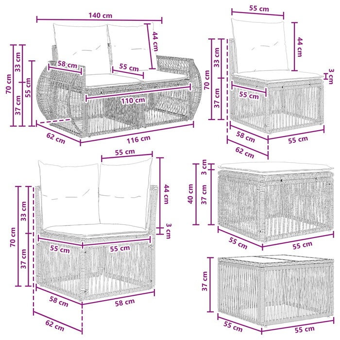 Set de canapele pentru grădină 13 pcs Gri poliratan - WALTI WALTI