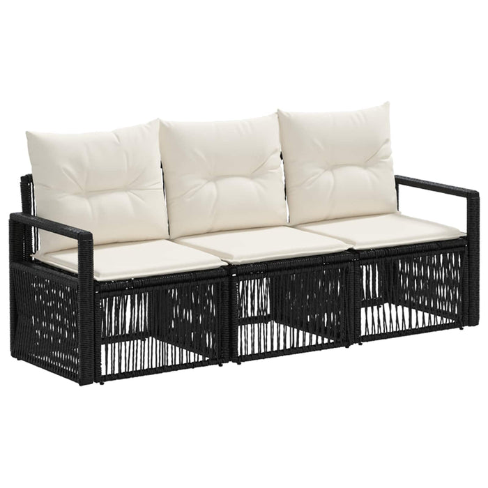 Set de canapele pentru grădină 3 pcs Negru poliratan WALTI