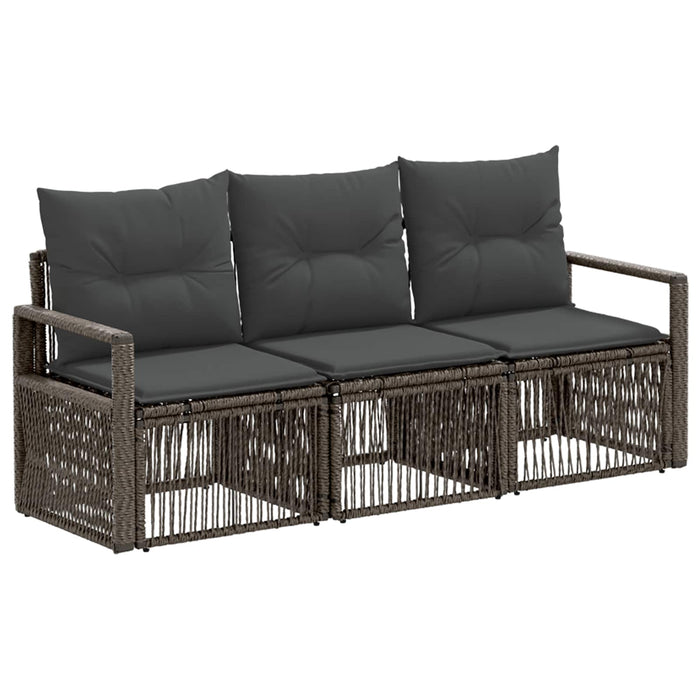 Set de canapele pentru grădină 3 pcs Gri poliratan WALTI