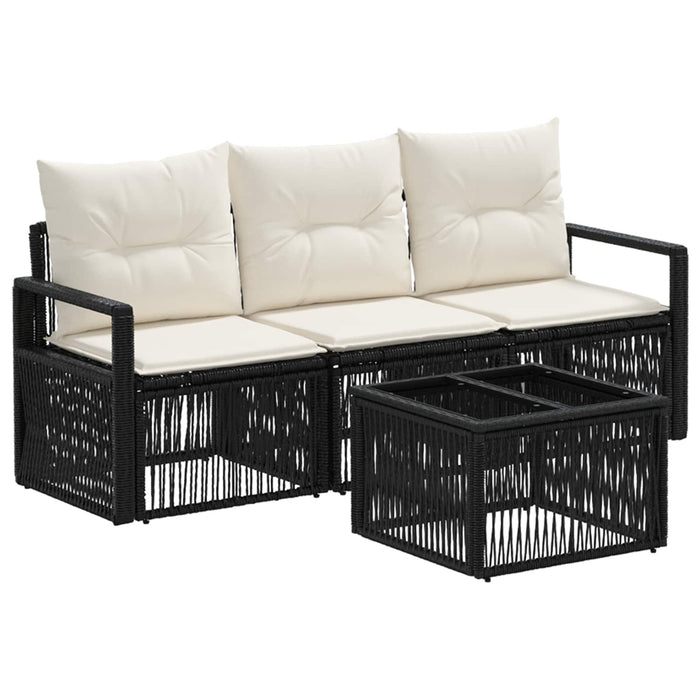 Set de canapele pentru grădină 4 pcs Negru poliratan - WALTI WALTI