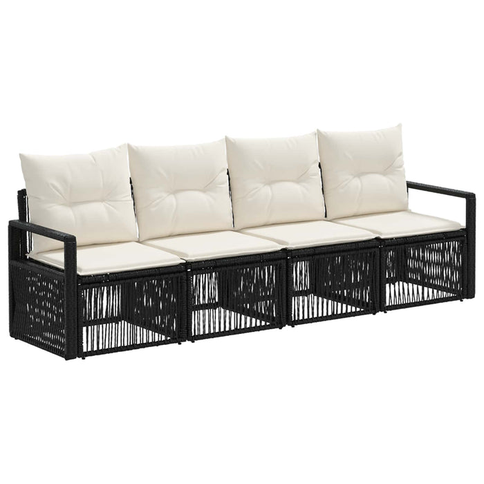 Set de canapele pentru grădină 4 pcs Negru poliratan WALTI