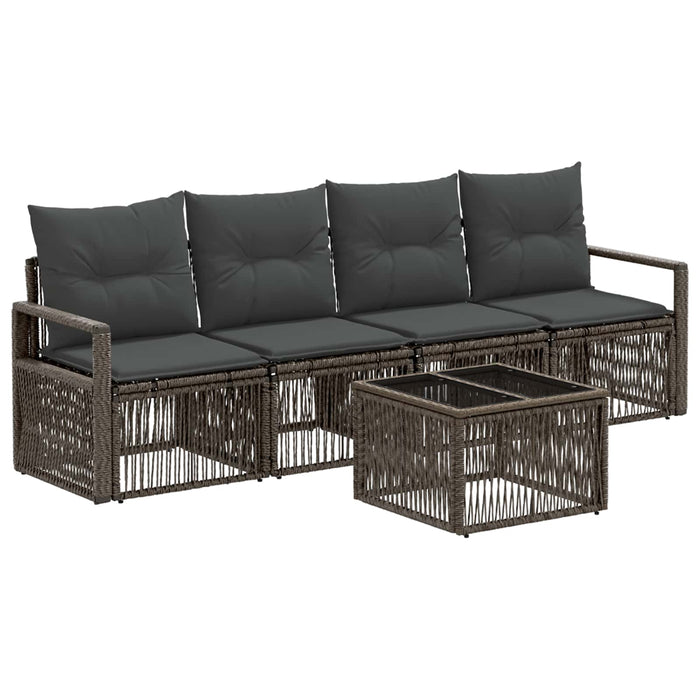 Set de canapele pentru grădină 5 pcs Gri poliratan - WALTI WALTI