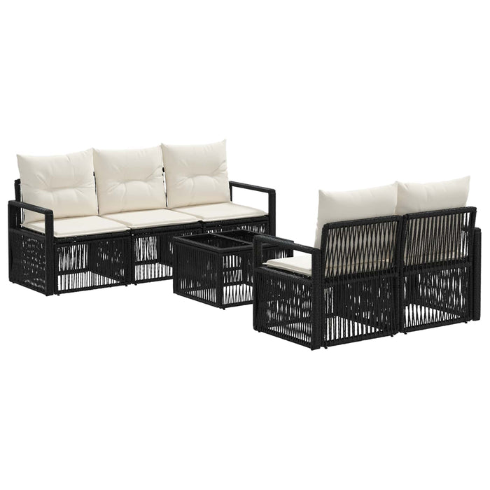 Set de canapele pentru grădină 6 buc. Negru poliratan WALTI