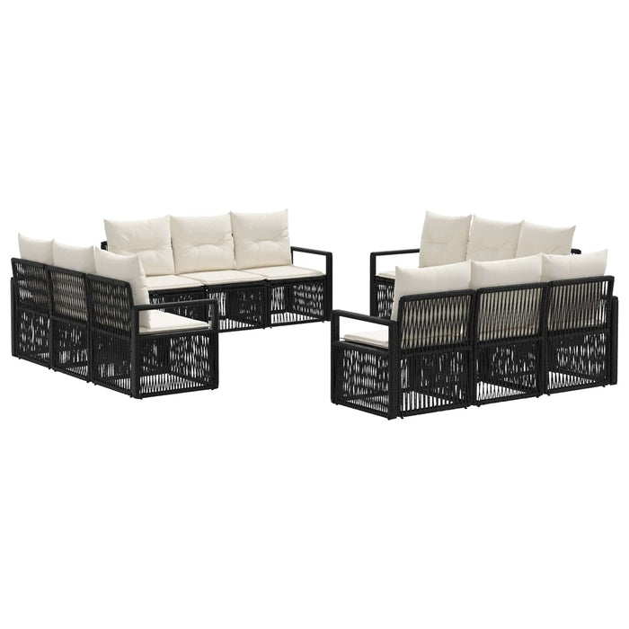 Set de canapele pentru grădină 12 pcs Negru poliratan WALTI