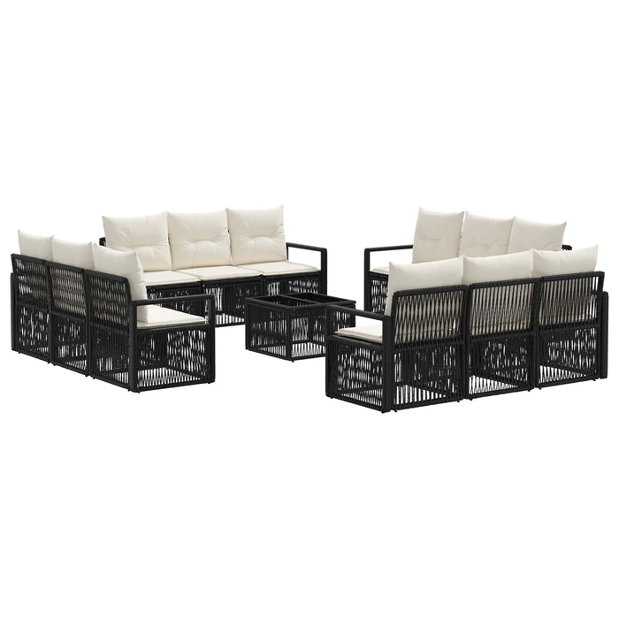 Set de canapele pentru grădină 13 pcs Negru poliratan - WALTI WALTI