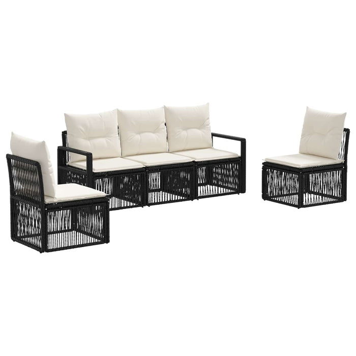 Set de canapele pentru grădină 5 pcs Negru poliratan WALTI