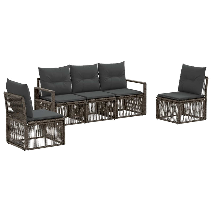Set de canapele pentru grădină 5 pcs Gri poliratan WALTI