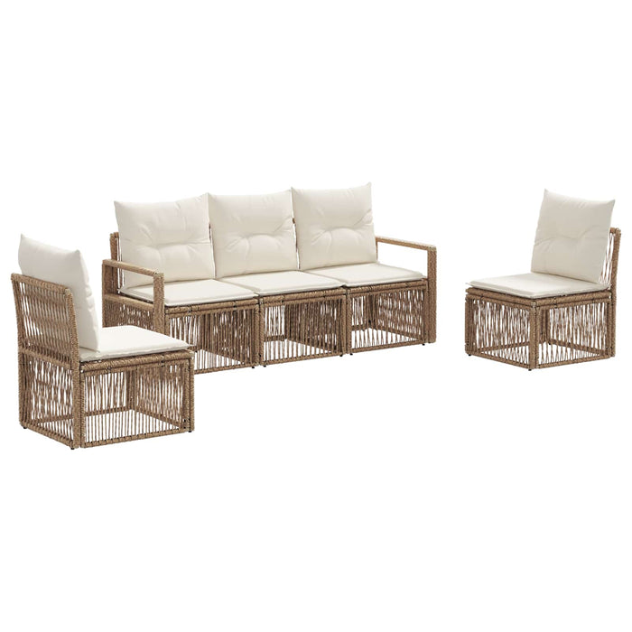 Set de canapele pentru grădină 5 pcs Bej poliratan WALTI