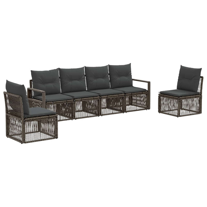 Set de canapele pentru grădină 6 pcs Gri poliratan WALTI