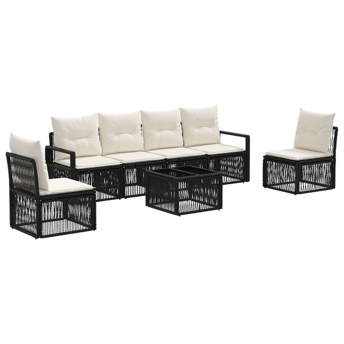Set de canapele pentru grădină 7 pcs Negru poliratan - WALTI WALTI