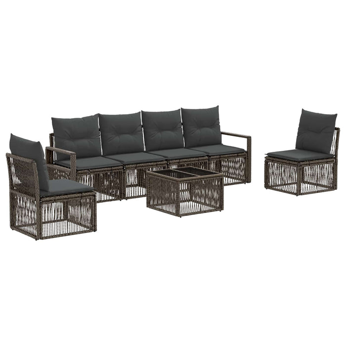 Set de canapele pentru grădină 7 pcs Gri poliratan - WALTI WALTI