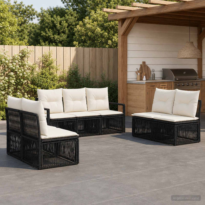 Set de canapele pentru grădină 7 pcs Negru poliratan - WALTI WALTI
