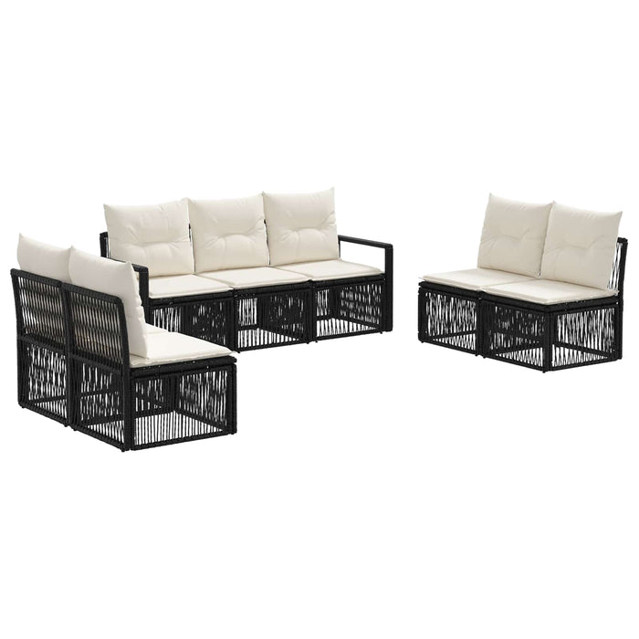 Set de canapele pentru grădină 7 pcs Negru poliratan WALTI