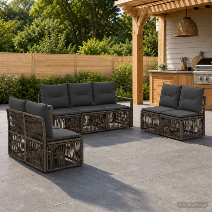 Set de canapele pentru grădină 7 pcs Gri poliratan - WALTI WALTI