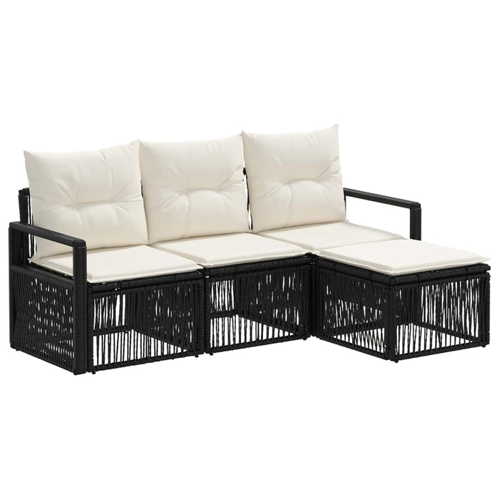 Set de canapele pentru grădină 4 pcs Negru poliratan WALTI