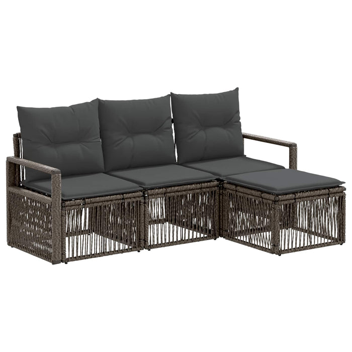 Set de canapele pentru grădină 4 pcs Gri poliratan WALTI