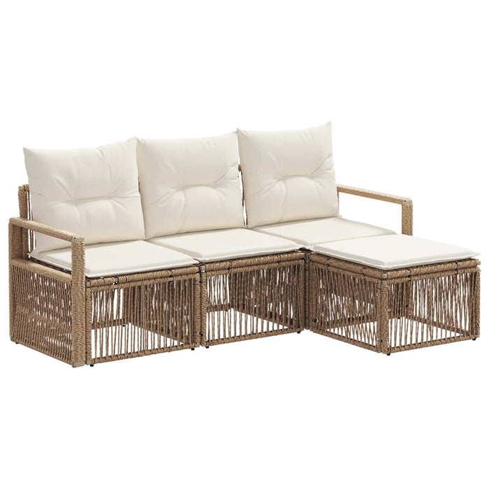 Set de canapele pentru grădină 4 pcs Bej poliratan WALTI