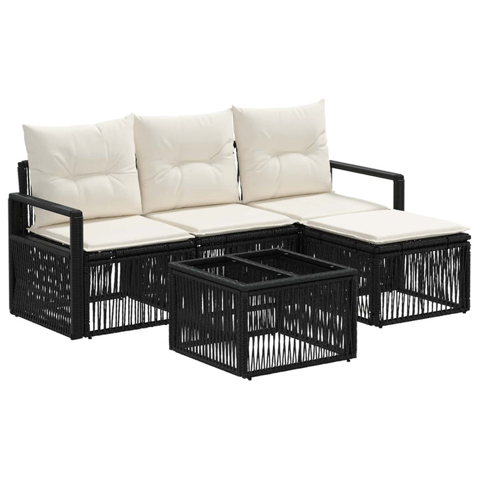 Set de canapele pentru grădină 5 pcs Negru poliratan - WALTI WALTI