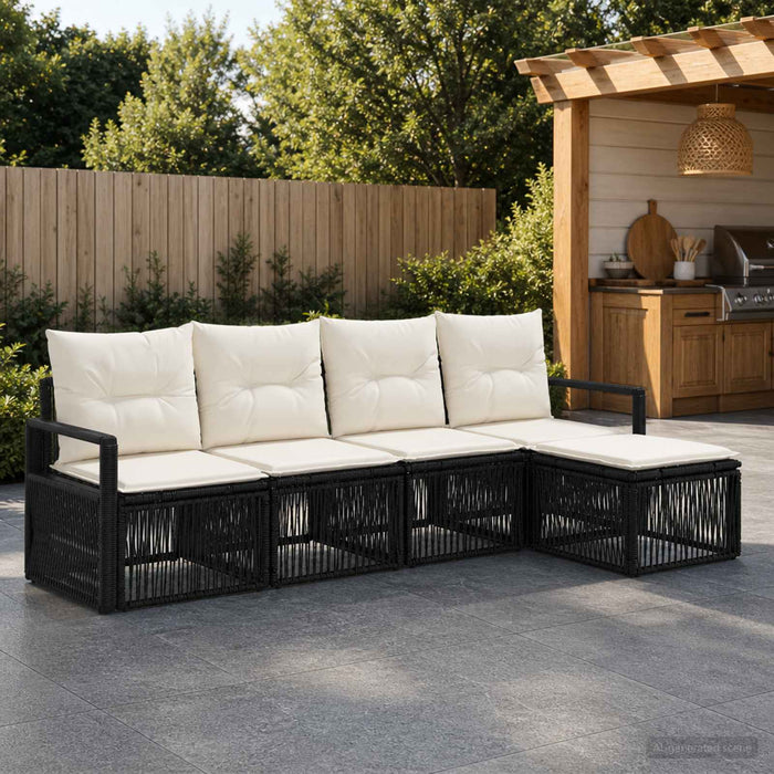 Set de canapele pentru grădină 4 pcs Negru poliratan - WALTI WALTI