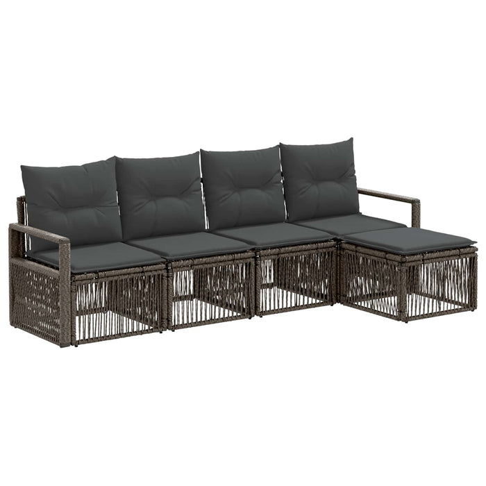 Set de canapele pentru grădină 4 pcs Gri poliratan WALTI