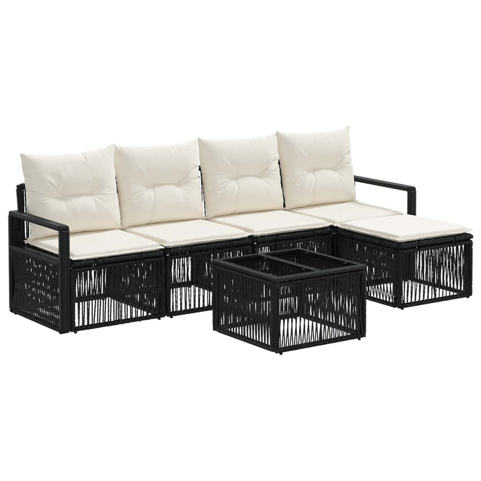 Set de canapele pentru grădină 6 pcs Negru poliratan - WALTI WALTI