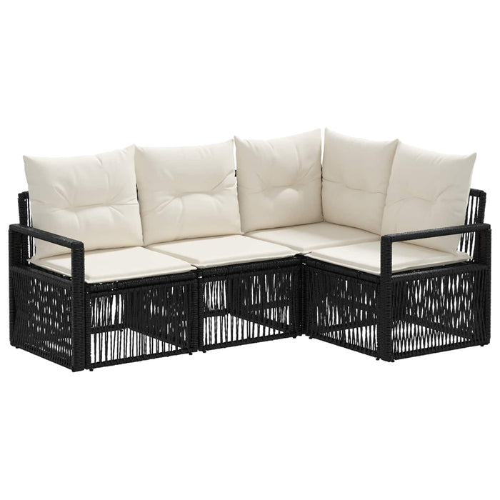 Set de canapele pentru grădină 4 pcs Negru poliratan WALTI