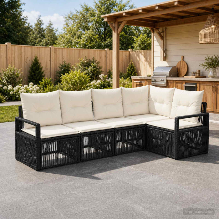 Set de canapele pentru grădină 5 pcs Negru poliratan - WALTI WALTI