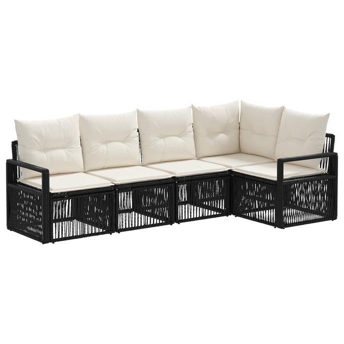 Set de canapele pentru grădină 5 pcs Negru poliratan WALTI