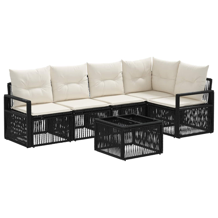 Set de canapele pentru grădină 6 pcs Negru poliratan - WALTI WALTI