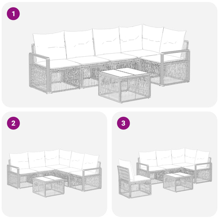 Set de canapele pentru grădină 6 pcs Bej poliratan - WALTI WALTI
