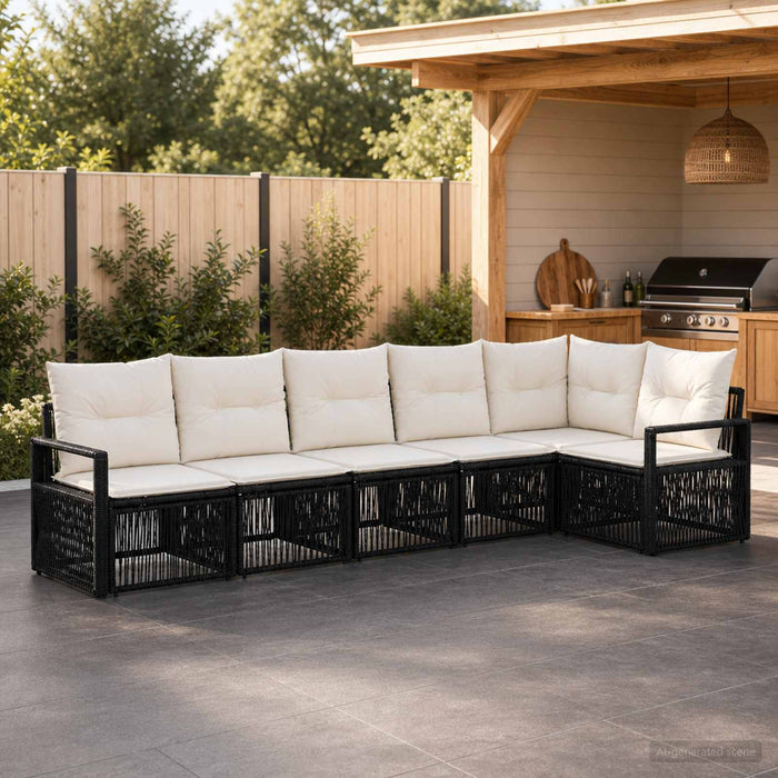Set de canapele pentru grădină 6 pcs Negru poliratan - WALTI WALTI