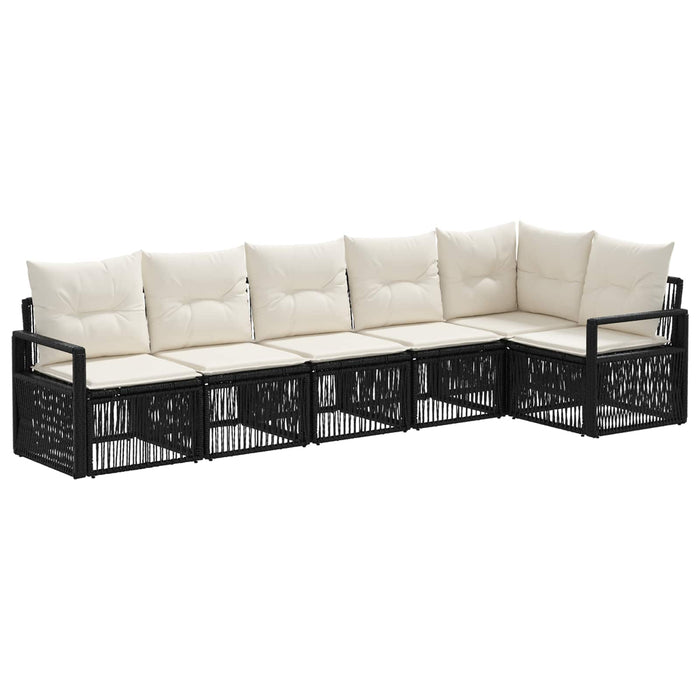 Set de canapele pentru grădină 6 pcs Negru poliratan WALTI