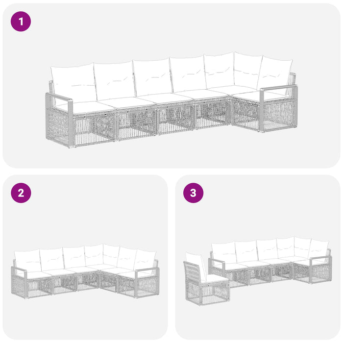 Set de canapele pentru grădină 6 pcs Bej poliratan WALTI