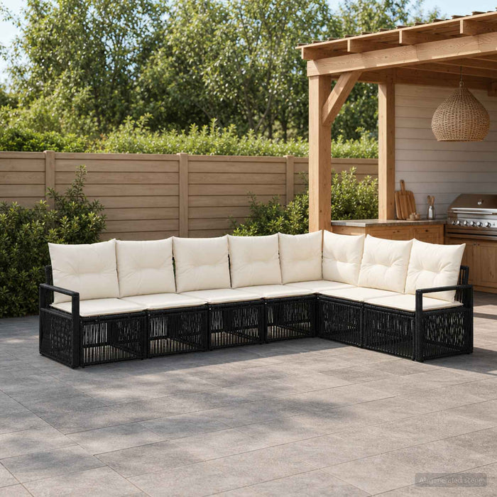 Set de canapele pentru grădină 7 pcs Negru poliratan - WALTI WALTI
