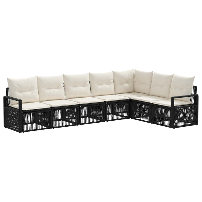 Set de canapele pentru grădină 7 pcs Negru poliratan WALTI