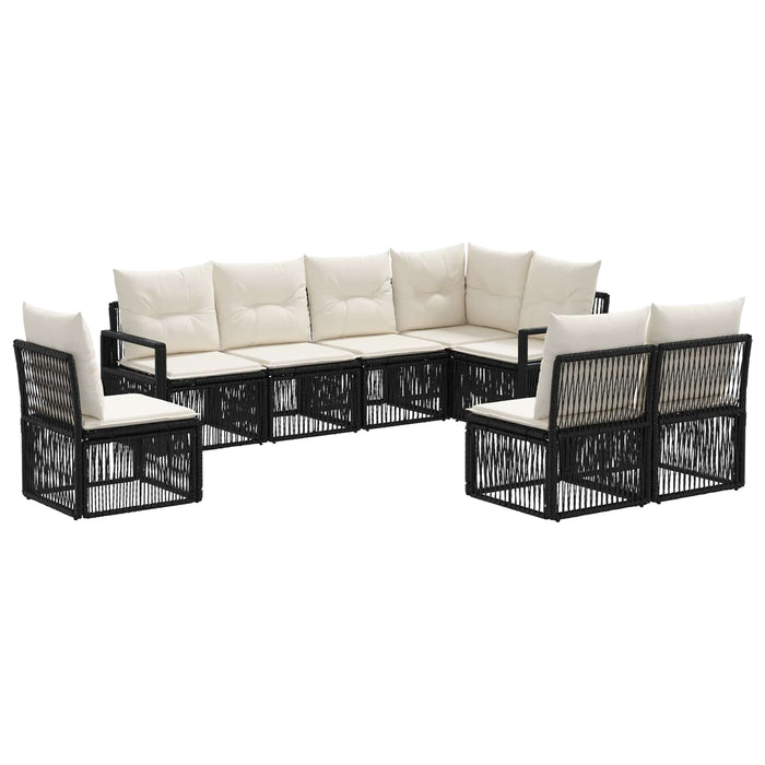 Set de canapele pentru grădină 8 pcs Negru poliratan WALTI